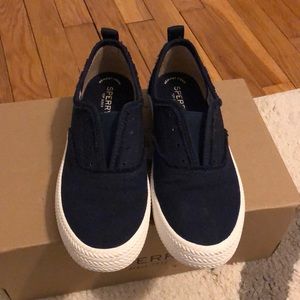 Navy blue Sperry slip on shoes